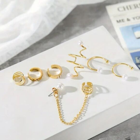 Earring Set without perforation, clip earrings on pearl earrings - Picture 7 of 9